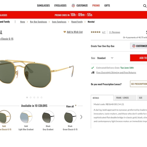 Ray Ban Marshal Sunglasses - Picture 5 of 5